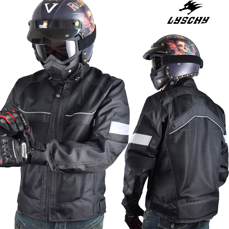 

YSCHY Summer Breathable Mesh Motorcycle Jacket Oxford Cloth Reflective Motocross Jacket Coat With Protective Gear Riding
