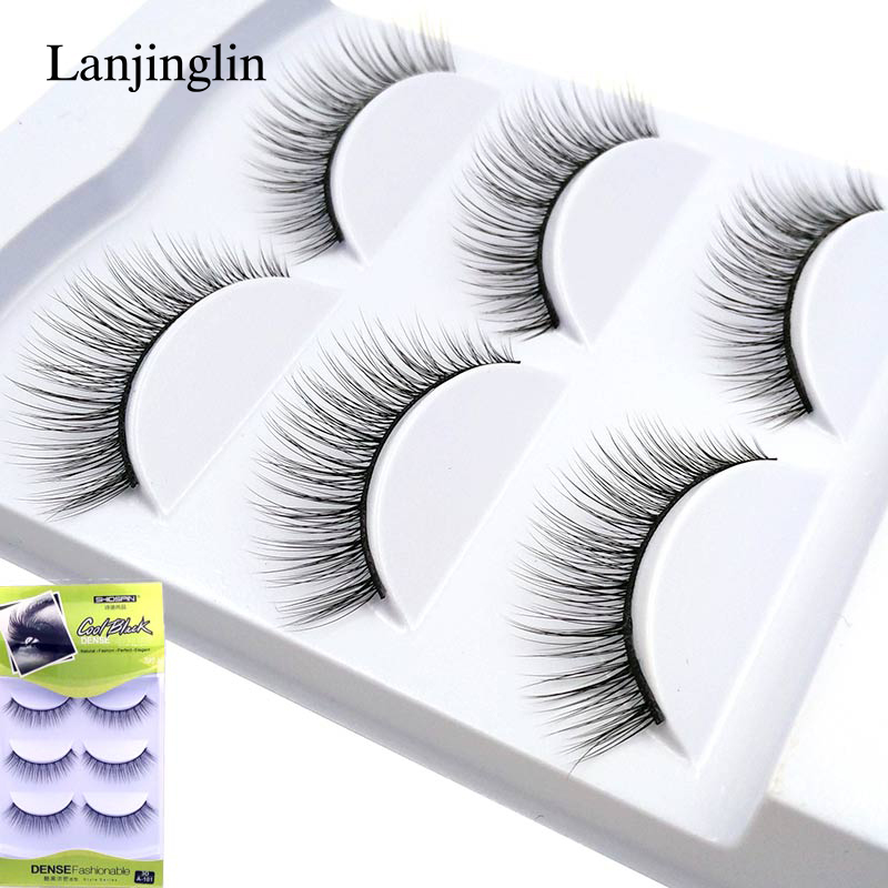 

LANJINGLIN 3 Pairs Handmade 3D Mink Lashes False Eyelashes Natural Fake Lashes Makeup Winged Strip Mink Eyelashes #A-101