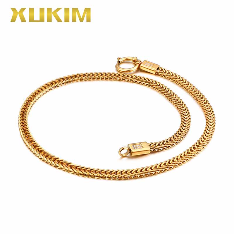 

XCN222 Xukim Jewelry titanium steel gold color Chain men fasion special necklace women 2020 new hot gift