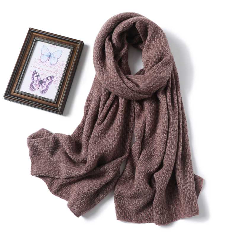 

2020 Winter Scarf Women Solid Cashmere Knitted Thick Shawls Lady Wraps Female Warm Foulard Neck Scarves Tow Side