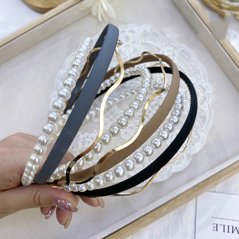 

3pcs/lot Cute Frosted Pearl Headband Elastic Hairband for Women Hair Accessories Plastic Headband Hair Band for Girl Wholesale