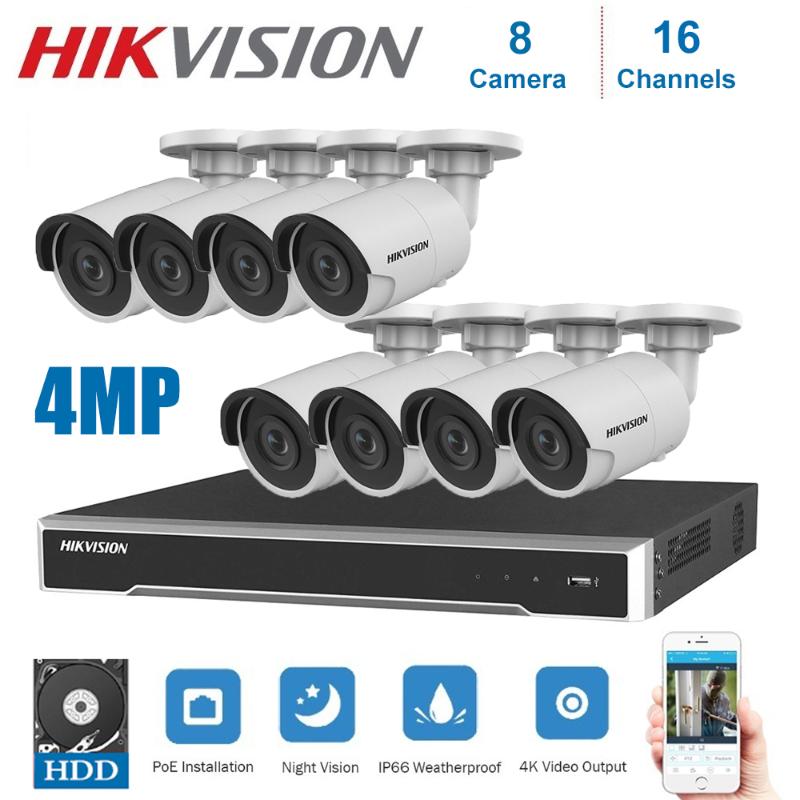

Hikvision 16Channels POE NVR Video Surveillance Kits with 4MP IP Camera Network Security Night Vision CCTV Security System Kits