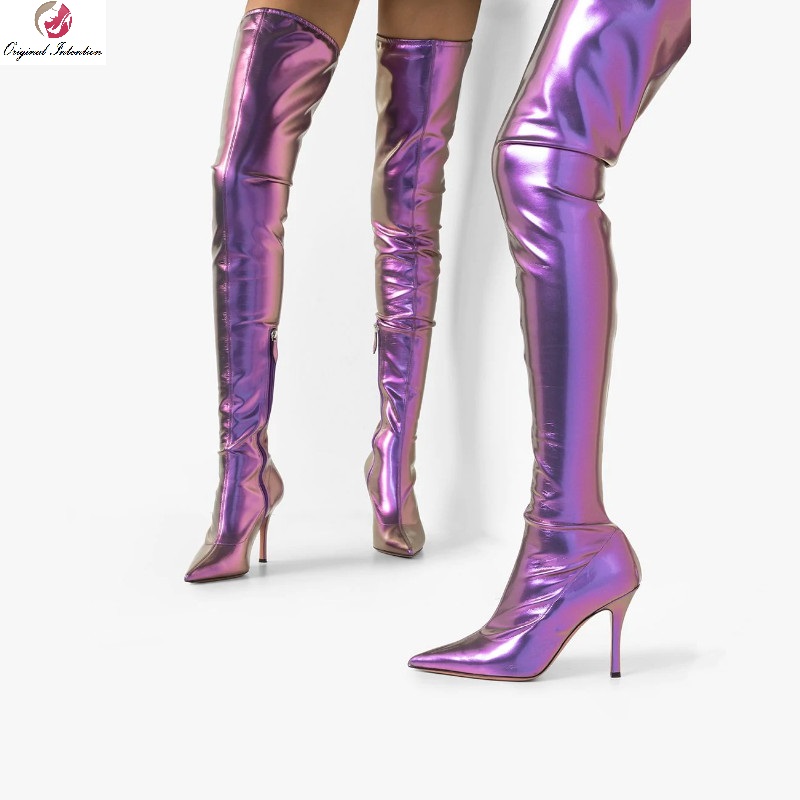 

Size 33-45 Boots Women Winter Over The Knee Thin High Heels Thigh High Boots Quality Woman Shoes Long Bota Feminina Zapatos, Ef8669 purple