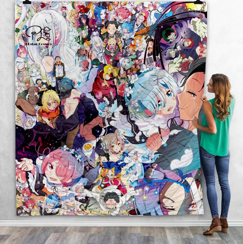 

Comforters & Sets Anime Girl Sexy Re Zero Rem 3D Quilt Blanket For Kids Adult Bedding Throw Soft Warm With Cotton Style-3, Lavender