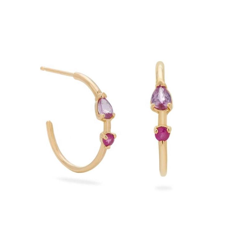 

LOZRUNVE Elegant Prong Setting CZ Stone Open Medium Hoop Earring 925 Silver