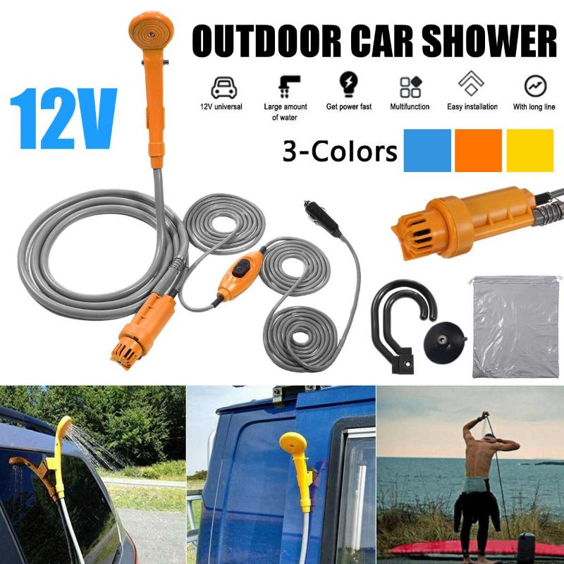 

Portable Car Washer 12V Camping Shower DC Car Shower High Pressure Power Washer Electric Pump For Outdoor Camping Travel Pet