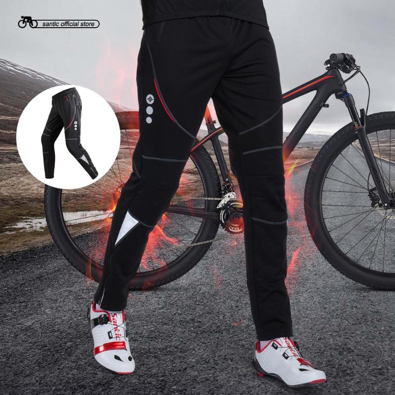 

Santic Winter Autumn Outdoor Sports Cycling Pants Men Long Pro Padded Bike Warm Anti-pilling Trousers Bicycle Downhill Pants, C04004