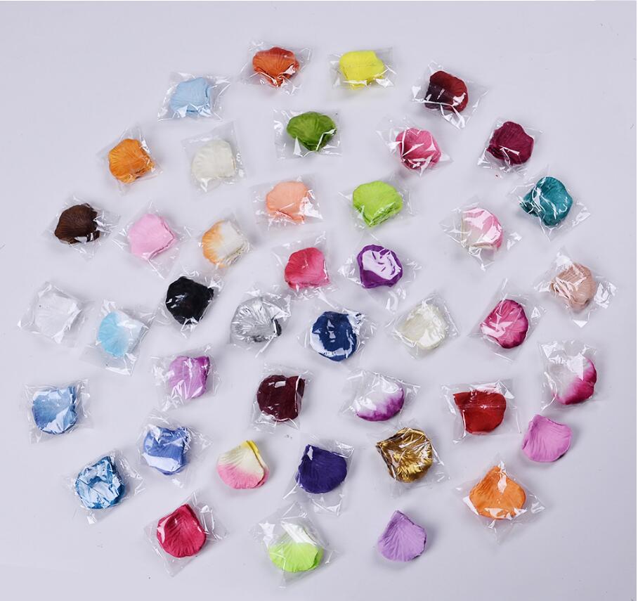 

Wedding petals Silk cloth 100 piece imitation Decorative Flowers rose petal room decoration supplies, 40 color