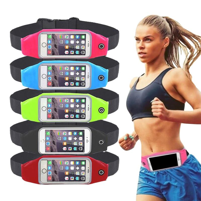 

Sports Waist Bags for phone With Belt Zipper Phone Case For Mobile Edge Pouch Pack Running Bags, Black l