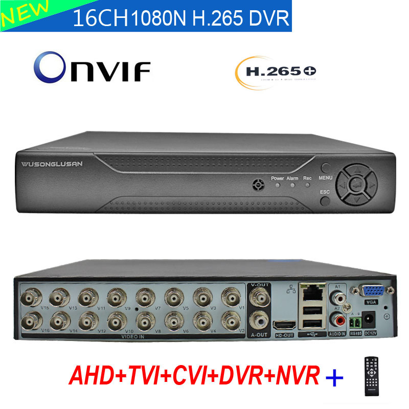 

16 Channel Video Recorder 16CH 1080N DVR NVR H.265+ Dahua panel Hybrid 6 in 1 for TVI CVI CVBS AHD 1080P Camera and 5.0MP IP Cam