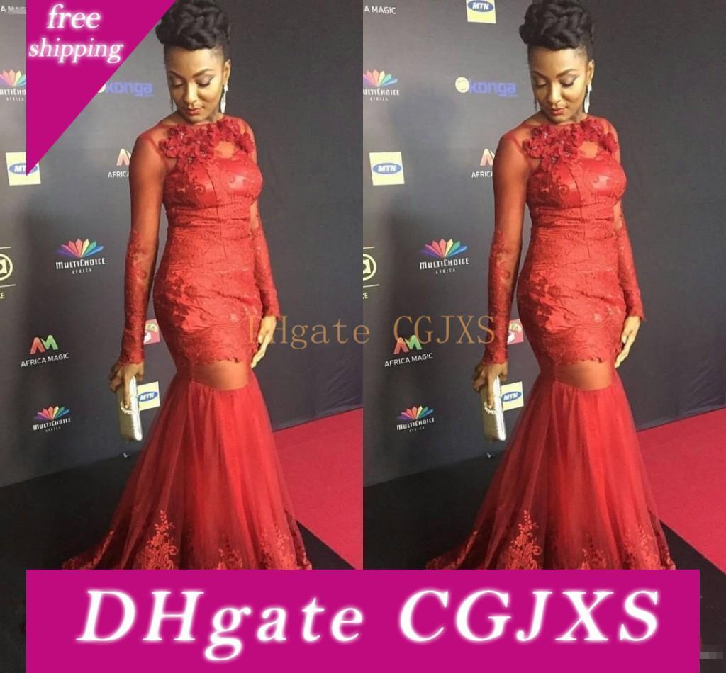 red long sleeve turtleneck dress