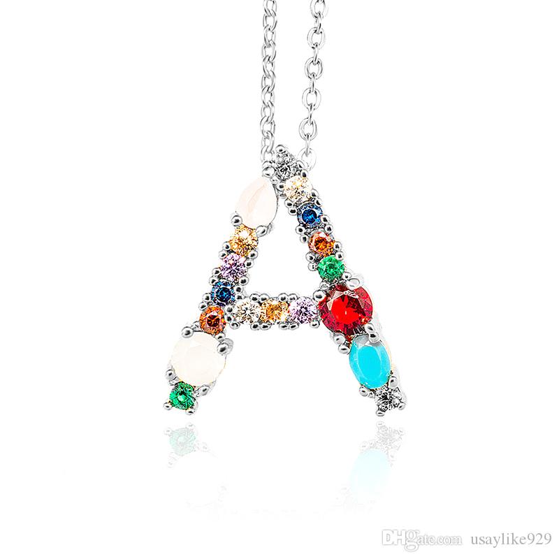 

Women's Zircon Letter Necklace New Fashion Women's Jewelry 26 Letters Big Letter Pendant Necklace Valentine Gift