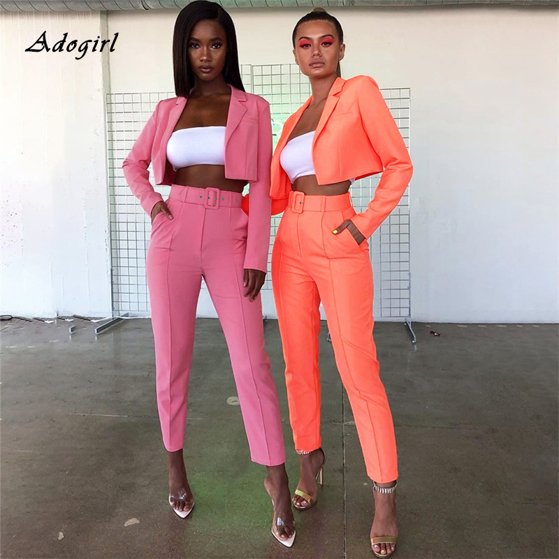 

Women Solid Short Blazer Two Piece Women Elegant Turn-down Collar Long Sleeve Jackets with Pencil Pants Slim Blazer Suit, Black suit