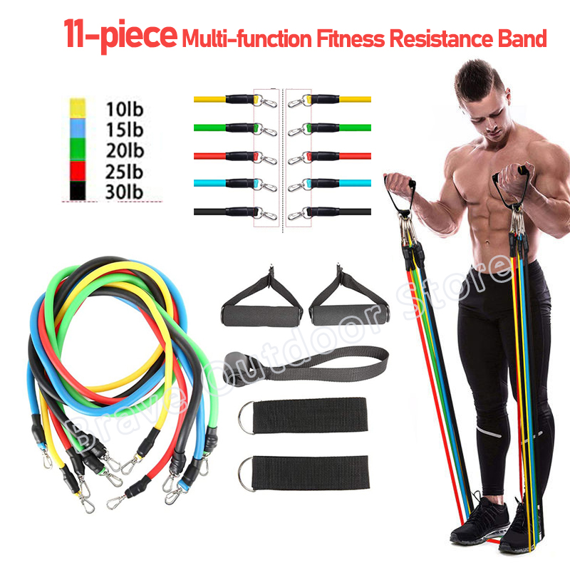 

11 Pcs/Set Latex Resistance Bands Crossfit Training Exercise Yoga Tubes Pull Rope Home Workout Fitness Equipment with Bag