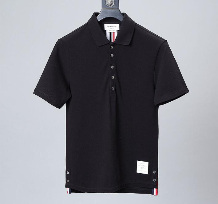 

2021 summer men's and women's short-sleeved T-shirt lapel ribbon polo shirt casual top split bottoming shirt vbnjmk, White;black