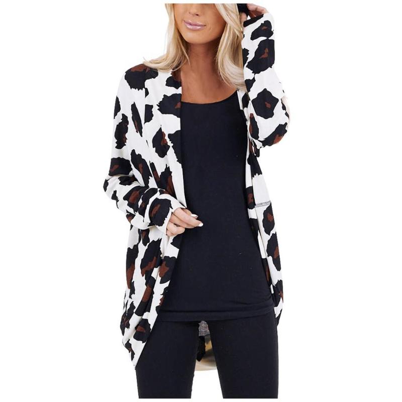 

Fashion Women' Open Stitch Front Leopard Pattern Print Plaid Coats Lady Long Sleeve Lightweight Coat Casual Cardigan Clothes, Brown