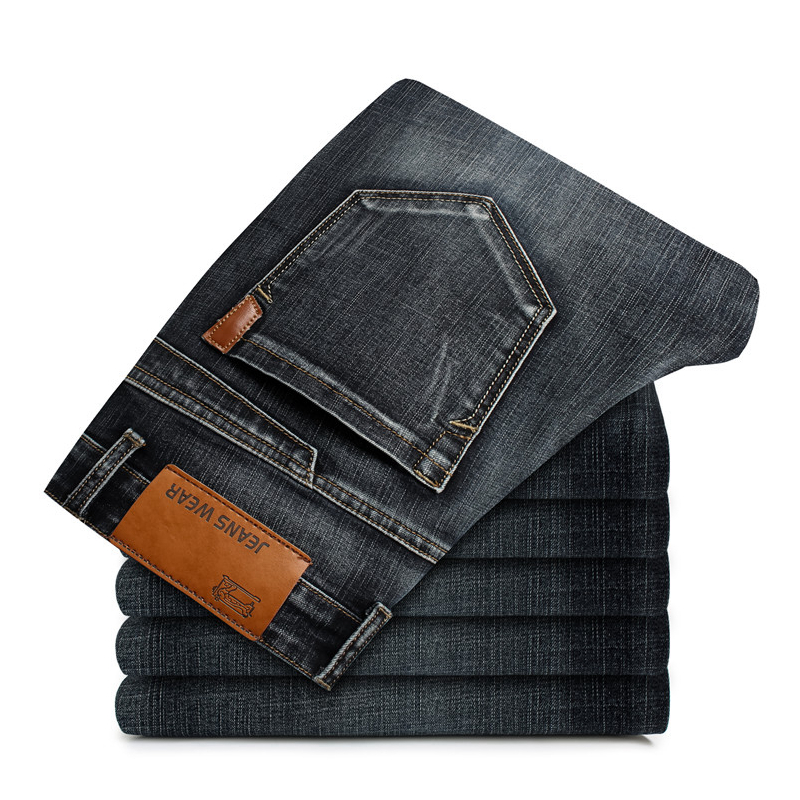 

2020 New Mens Jeans Fashion Casual Autumn Men Jeans Loose Straight Elastic Plus Size Ripped for Men Pants Brand Black Blue, Blue black