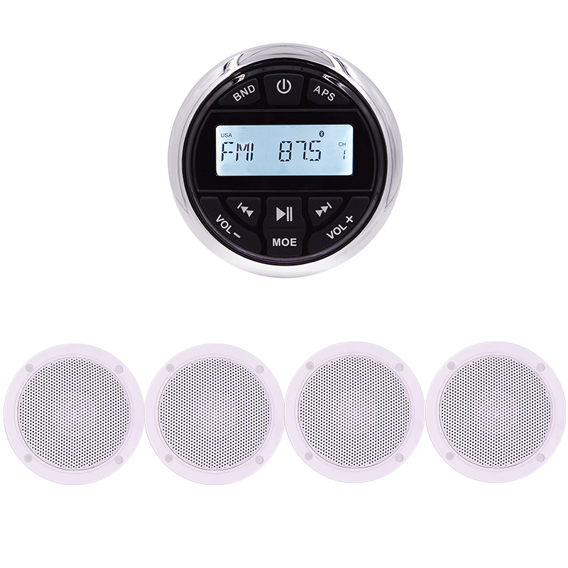 

Marine Bluetooth Stereo Radio Receiver Audio FM AM Car MP3 Player+2Pair 4" Waterproof Marine Speaker For Yacht Boat Motorcycle