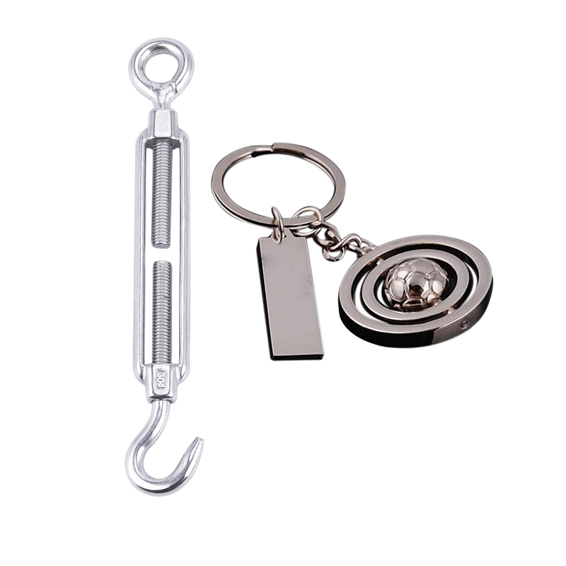 

2 Pcs Parts: 1Pcs M6 6Mm Threaded Hook Eye Type Die Cast Turnbuckle & 1Pcs Rotating Ball Key Rings Soccer Ball Keychain