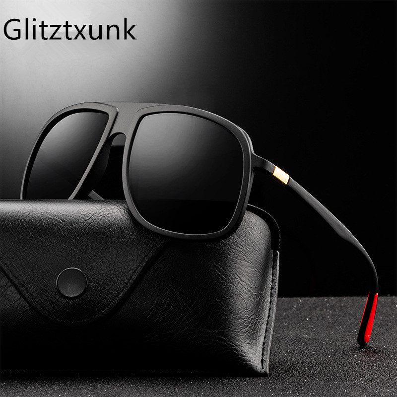 

Glitztxunk Polarized Sunglasses Men Brand Designer Black Driving Sun Glasses For Male Retro Square Goggles UV400 Gafas De Sol