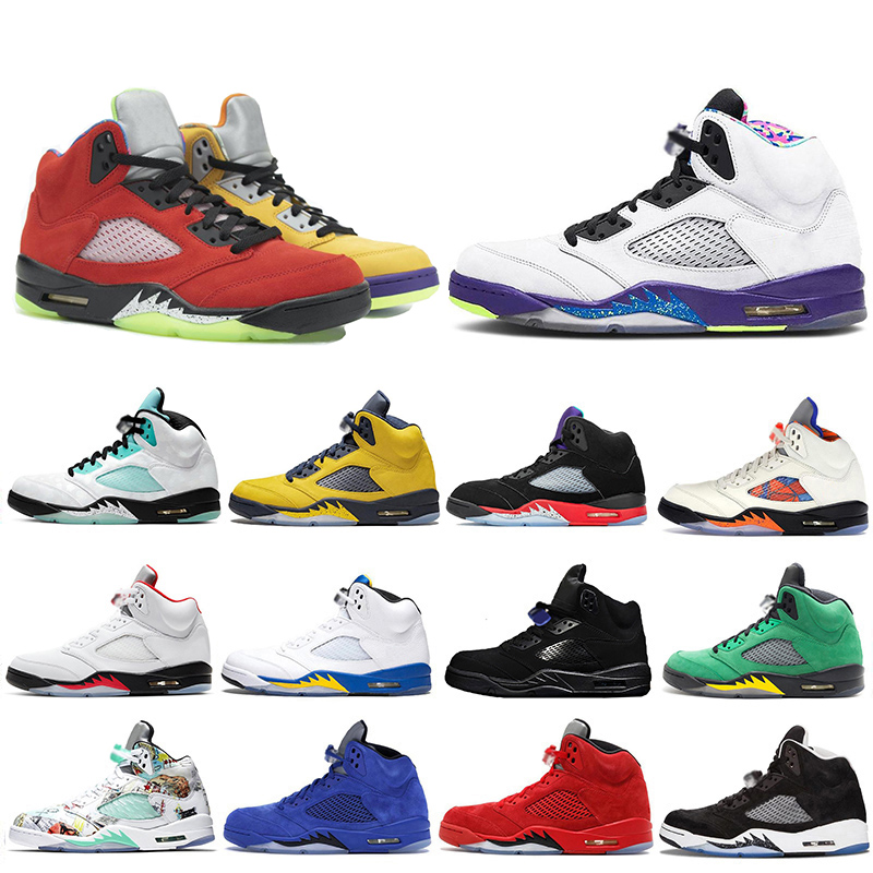

Top Sale What The 5 5s Men Basketball Shoes Alternate TOP Fire Red Oregon ducks island green wings Michigan Mens Sports Trainers Sneakers, Oreo