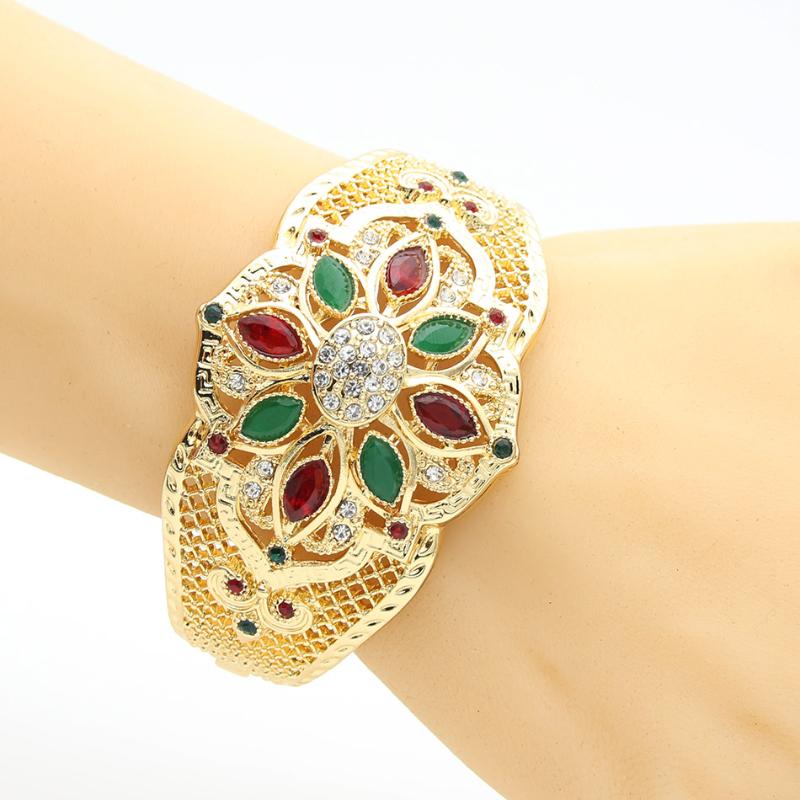 

NEOVISSON Gold Color Moroccan Bangle Bracelet for Women Indain Wedding Jewelry Gift