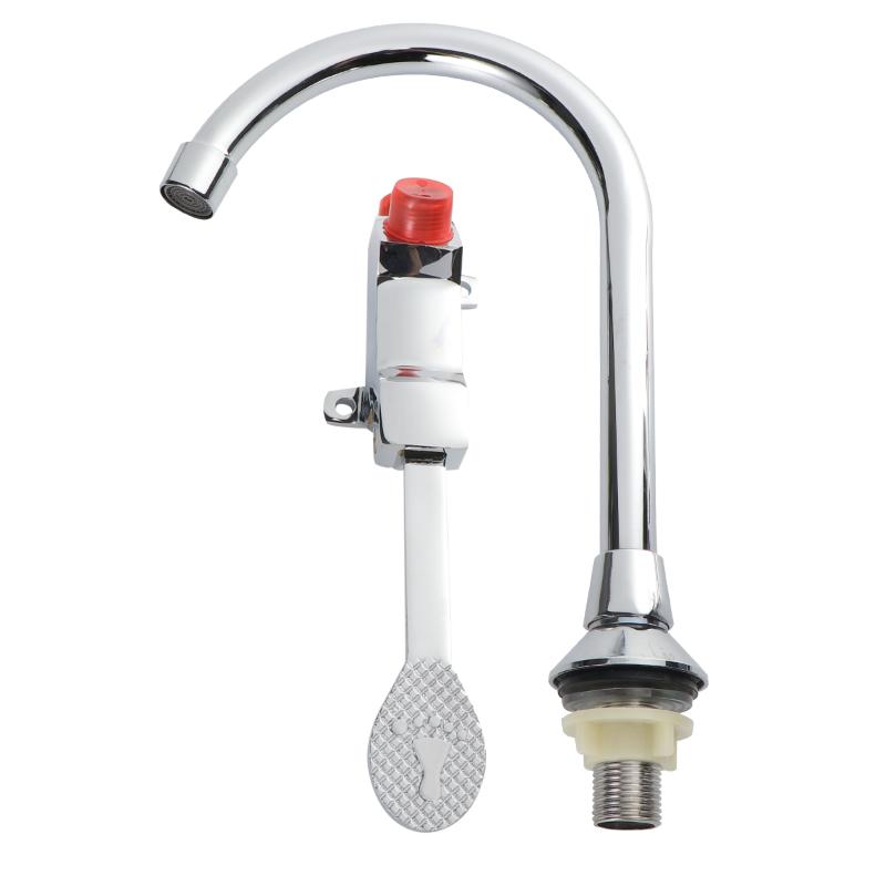 

1 Set of Foot Basin Faucet Public Bathroom Foot Stand Faucet Rotary Cold (Silver)