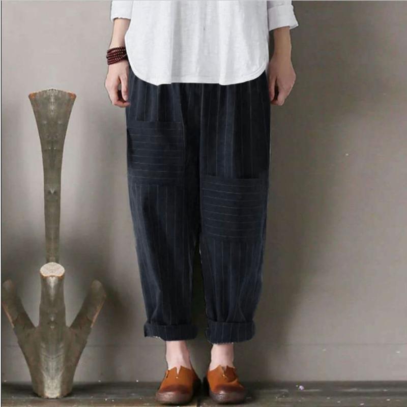 

Woman Pants Casual Striped Loose Pants High Waist Casual Loose Pencil Harem Trousers Harem Summer Fashion Female Solid#35