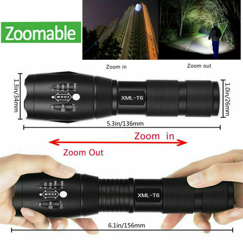 

2 Sets Supper Bright T6/Q5 LED Tactical Adjustable Focus Zoomable Light Lamp 3/5 Modes for 18650/14500