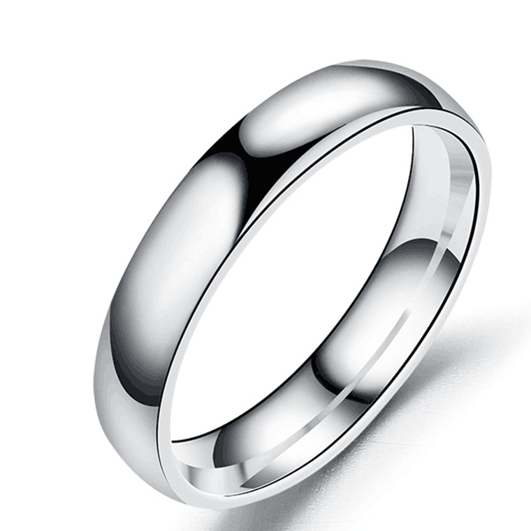 

Cluster Rings Japan And South Korea Simple 4mm Arc Stainless Steel Glossy Ring Titanium Couple Hand Jewelry