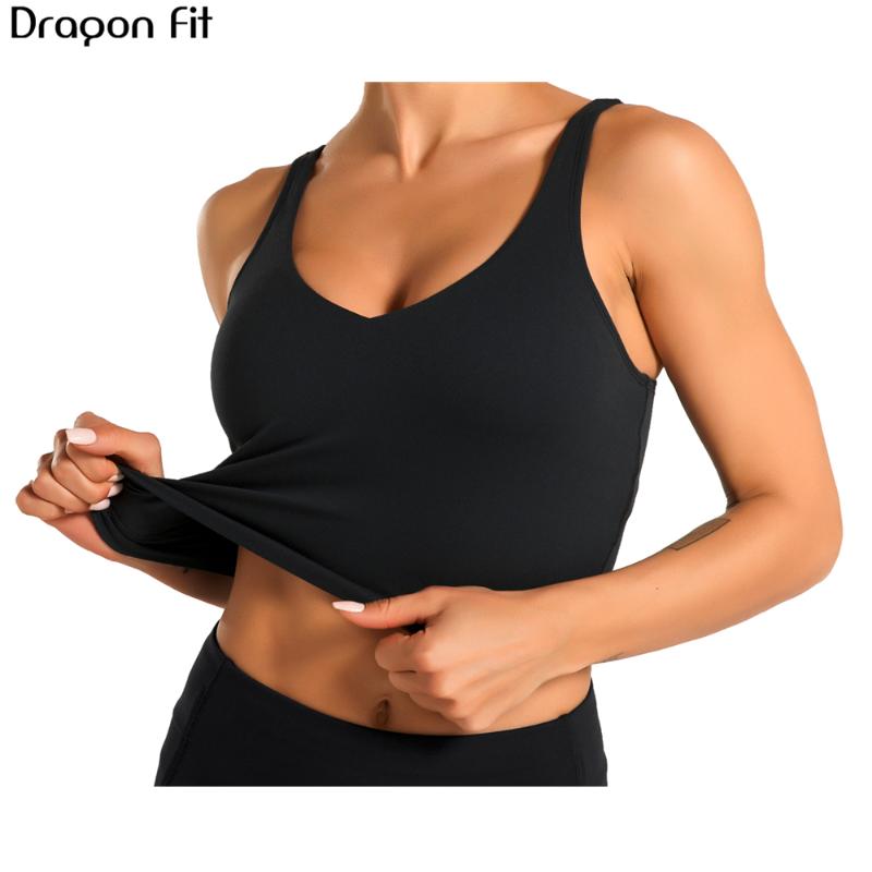 

Dragon Fit Sports Bra Workout Tops For Women Gym Activewear Yoga Crop Top Fitness Tank Top Seamless Running Clothes For Wome, Black