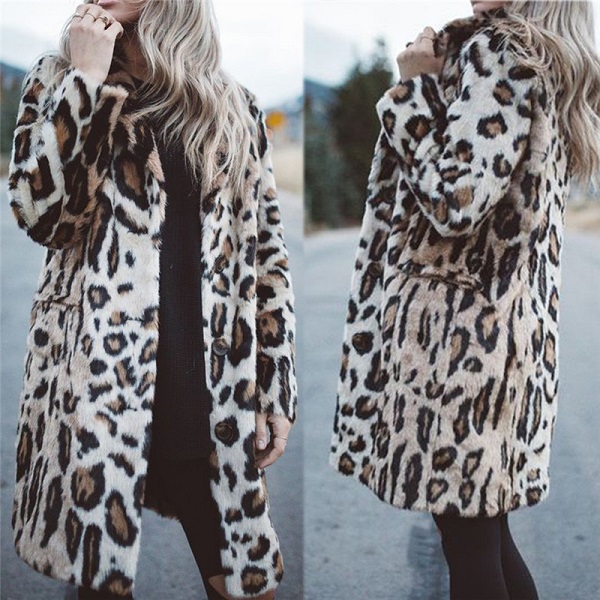 

Designer fur clothes Womens Winter Warm Sweater outdoor jacket tops Cardigan Fashion Loose Outwear Jackets Coats wool Thick Leopard printed