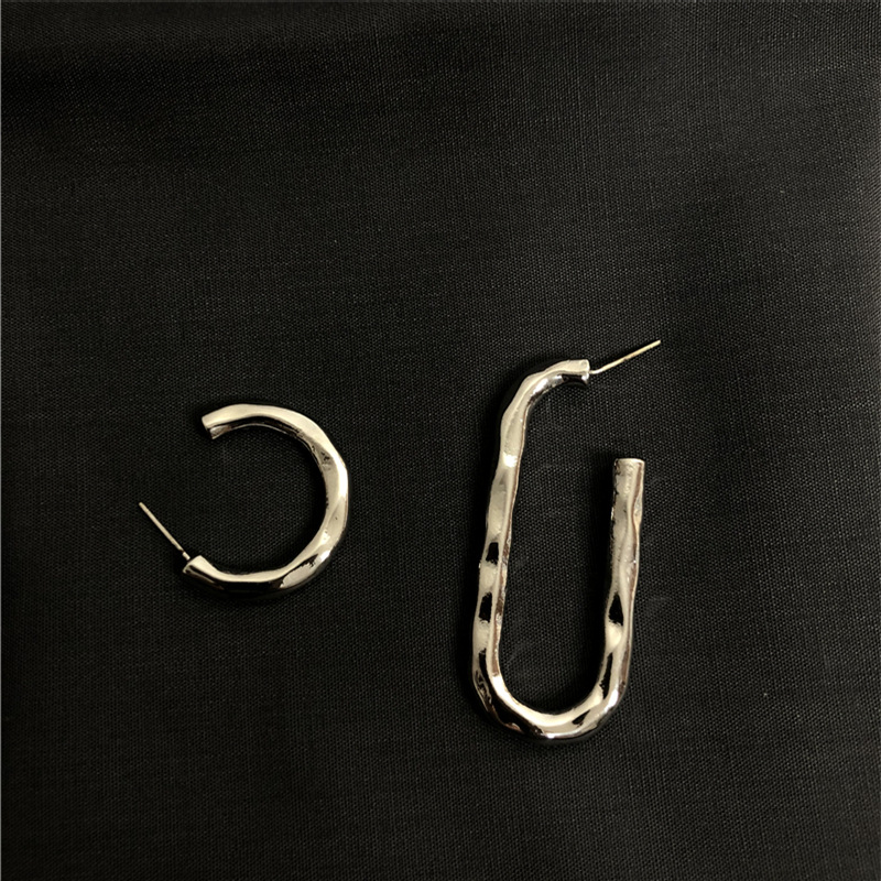 

Simple Geometric Irregular Metal Silver Color Hoop Earrings For Women Girl Punk Hip Hop Cool Party Earrings Statement Jewelry