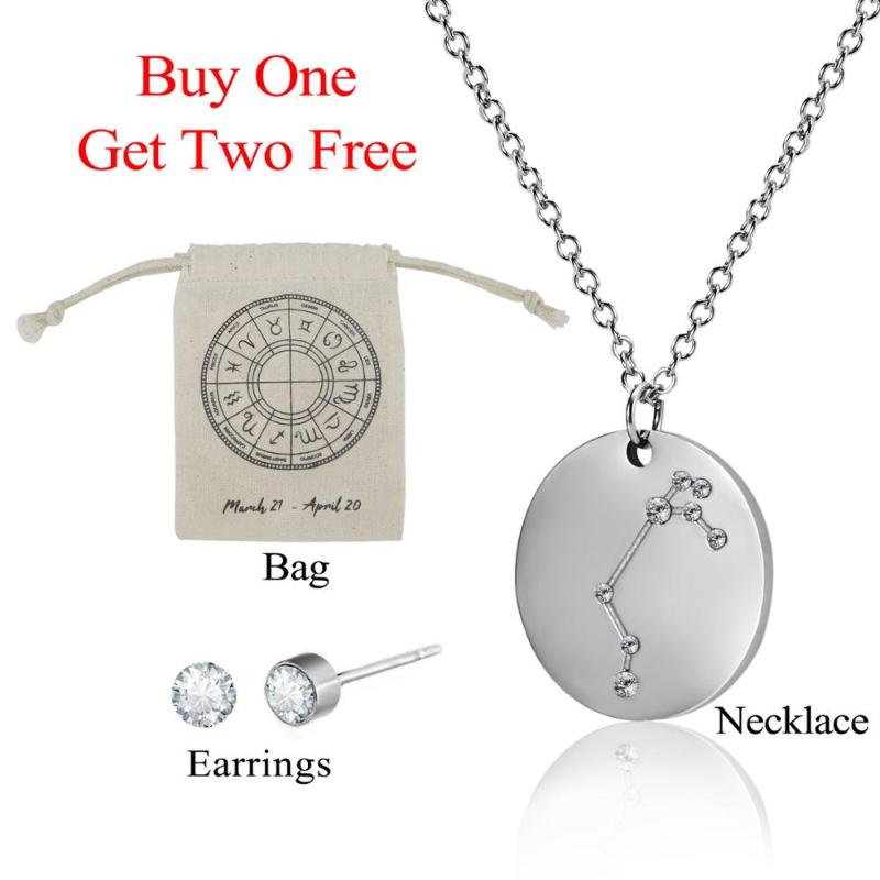 

Zodiac Sign 12 Constellations Necklace Virgo Leo Stainless Steel Charm Necklace Jewelry for Women Men Creative Birthday Gift