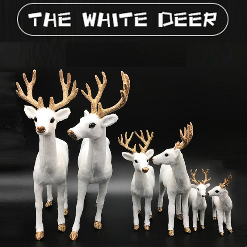 

Christmas Dolls White Reindeer Xmas White Deer Elk Plush New Year Christmas Decorations Ornaments Home Gift Drop Shipping