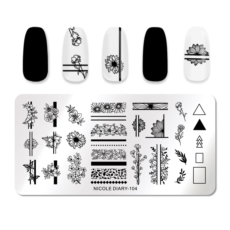 

NICOLE DIARY Christmas Snowflake Series Nail Stamping Plates Flowers Image Printing Plates Geometric Stencil Nail Art Stamp Tool