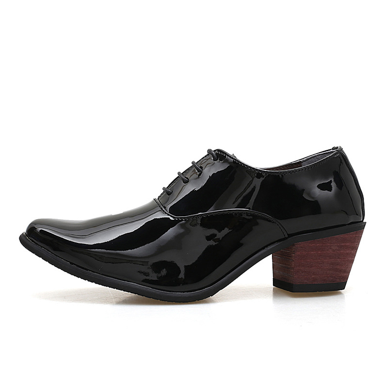 

Men Patent Leather Oxford Shoes Breathable Pointed Toe High Heels Formal Business Prom Fashion Dress Wedding Groom Shoes erf4, White