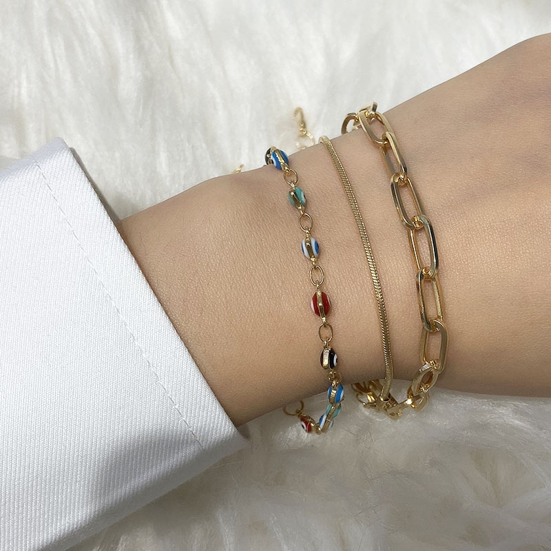 

Trendy Creative Snake Bone Thick Chain Heart Eye Bracelets for Women Elegant Geometric Bracelet Lady Fashion Jewelry XR2766