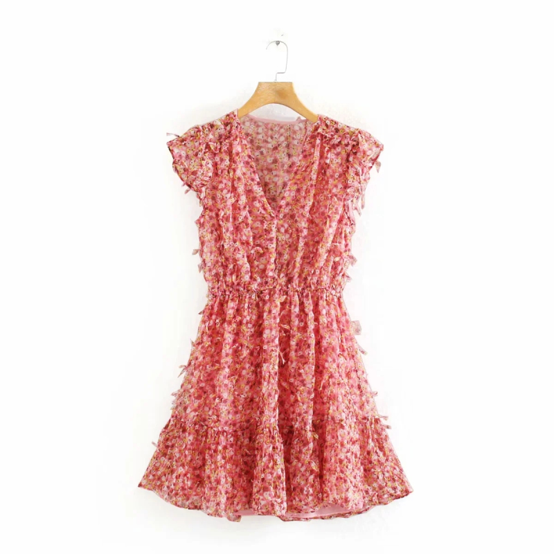 

Vintage women stylish midi dress 2020 summer fashion ladies boho floral dresses party female sun-dress holiday girls chic dress, Red