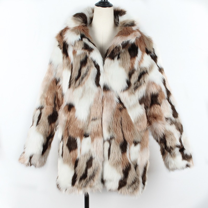 

Plus Size Fashion Faux Fur Coat Women Winter Long Coat 2020 Autumn Warm Soft Leopard Print Jacket Female Overcoat Outerwear, As pic sow