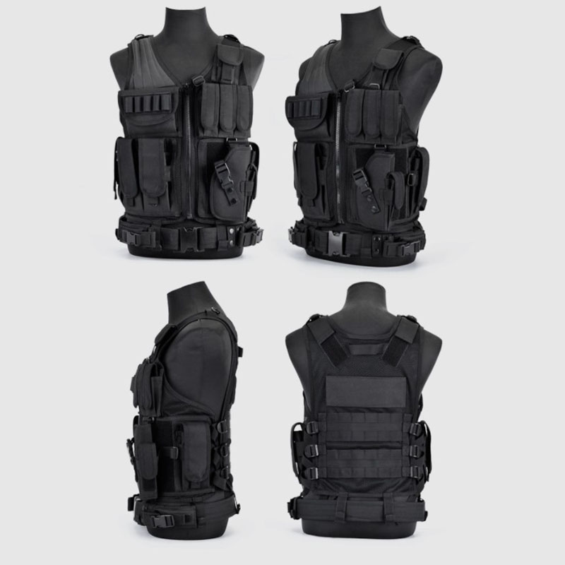 

Tactical Vest Hunting Vest For Combat Assault Plate Carrier Tactical Adjustable Size CS Outdoor Clothing, Black