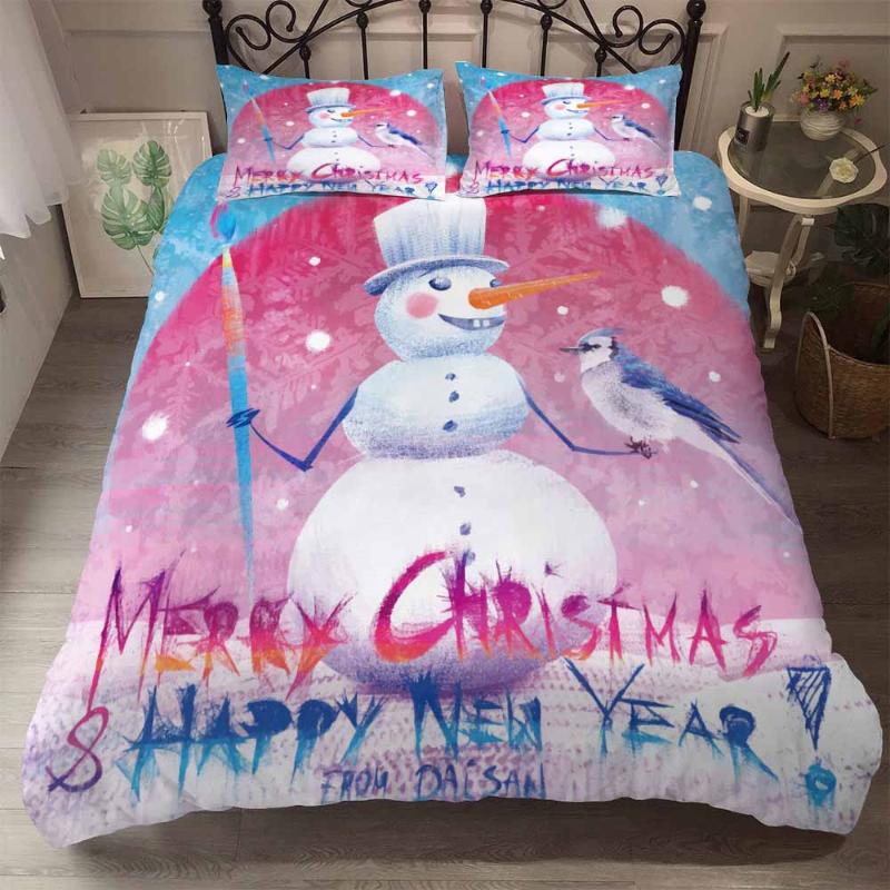 

BEST.WENS American Style Christmas Bedding Set AB Side BedSet King Size Luxury Duvet Cover Set Bedding Happy New Year Bedclothes, As picture