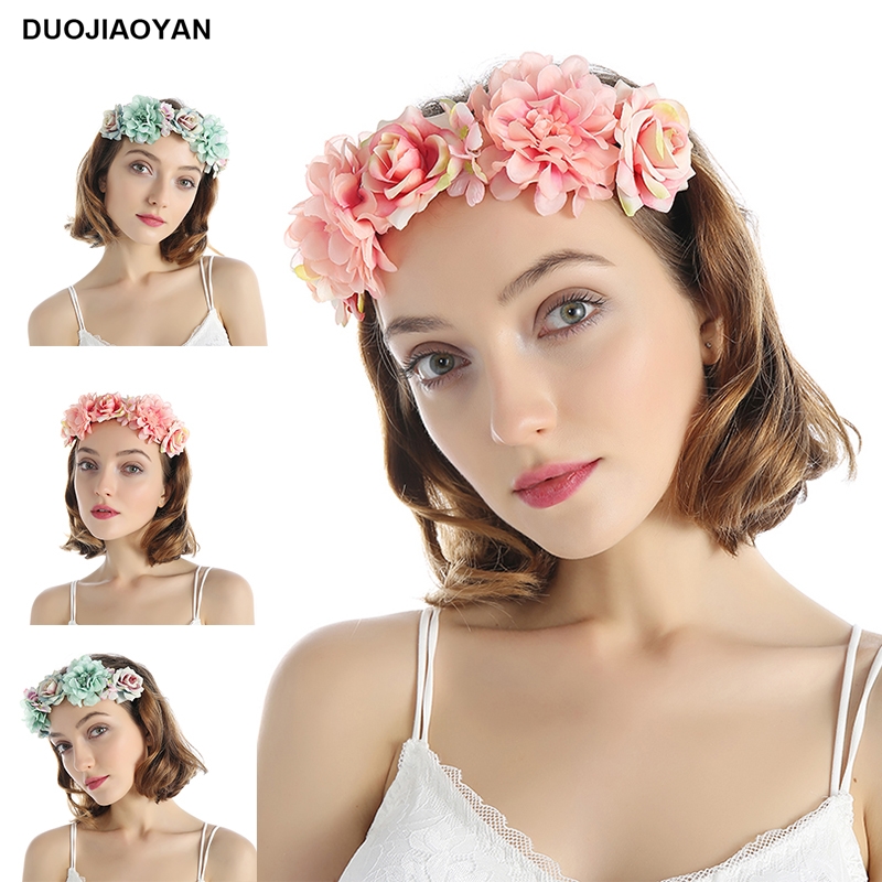 

DUOJIAOYAN New Summer Artificial flower hair band Women Fabric Flower Hair accessories hoop Fashion Women Headband