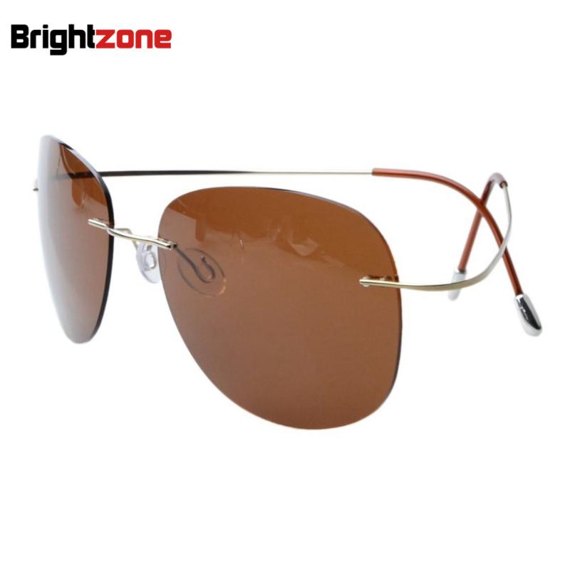 

2020 Super Light Weight Brightzone Rimless Titanium Frame Polarized Sunglasses Oversizes Sun Glasses Eye Anti-UVA UVB UV400