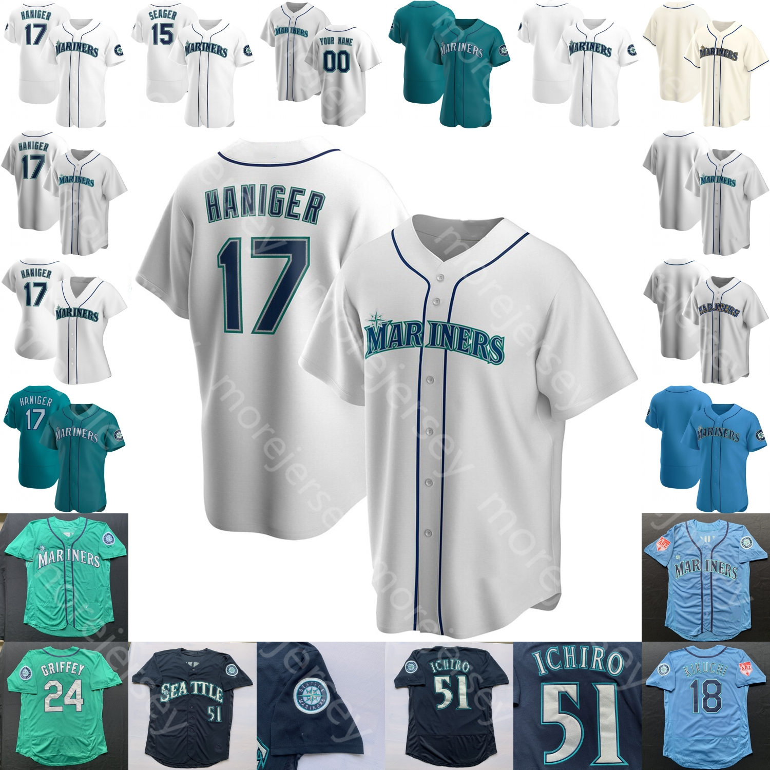 

2020 Seattle Jersey Justin Dunn Marco Gonzales Kendall Graveman Justus Sheffield Taylor Williams Joe Hudson Odom Jose Marmolejos Ken Griffey, 2020 new player's versions cream