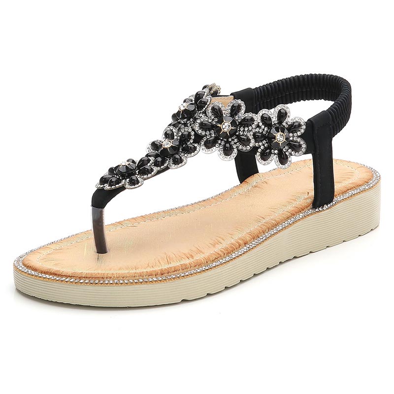 

Women's Sandals Large Size Comfortable Women's Sandals Summer new Europe the fashion Beach toe flat shoes, Black