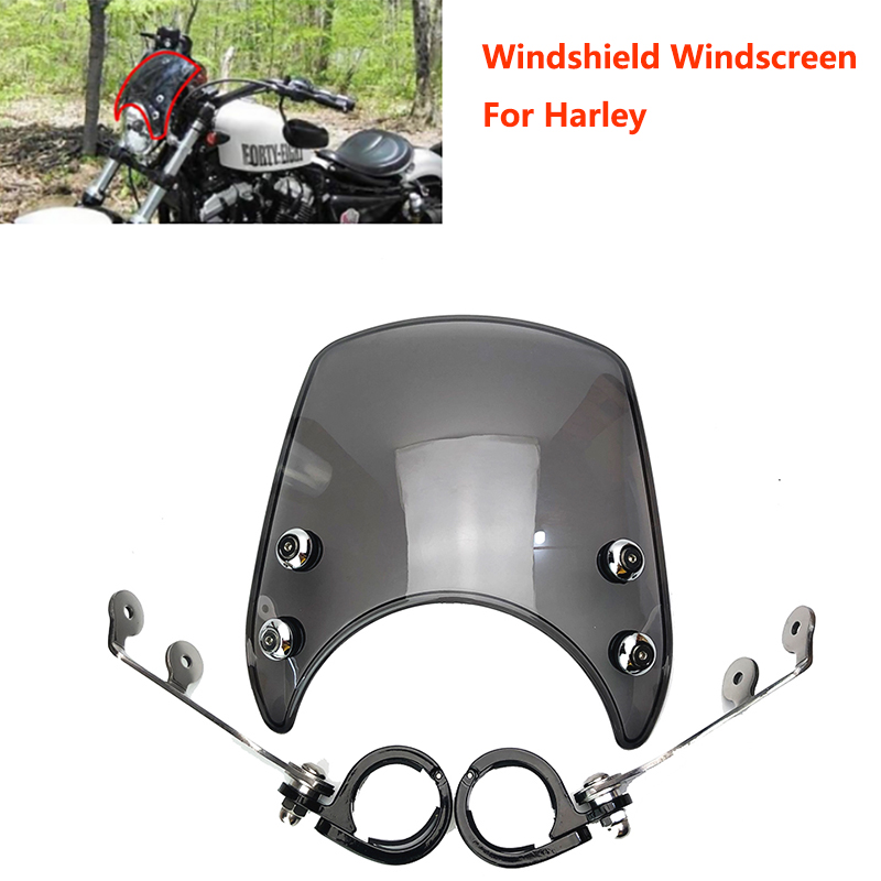 

Motorcycle Adjustable Custom Compact Sport Wind Deflector Windshield Fits For 04-Up XL883 XL1200 Series Models