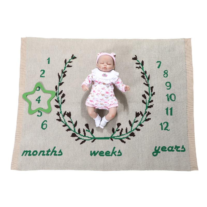 

Knitting Milestone Blanket Week Monthly Year Growth Photography Prop Background Blanket for Girl Boy Home Textile