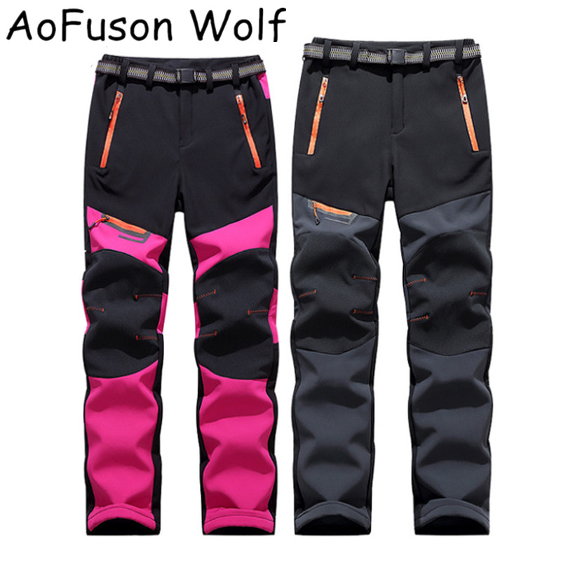 

Winter Fleece Lining pants women men outdoor sports Warm Waterproof Hiking mountain climing hunting Warm Thermal Trousers -3XL, Men army green