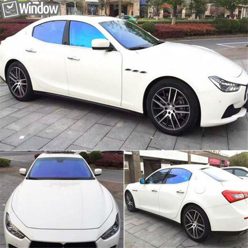 

SUNICE 1.52*10/20/30m Blue Chameleon Effect, Car Window Tint, Solar+UV protector Protective Shading Film, Auto Home Tinting
